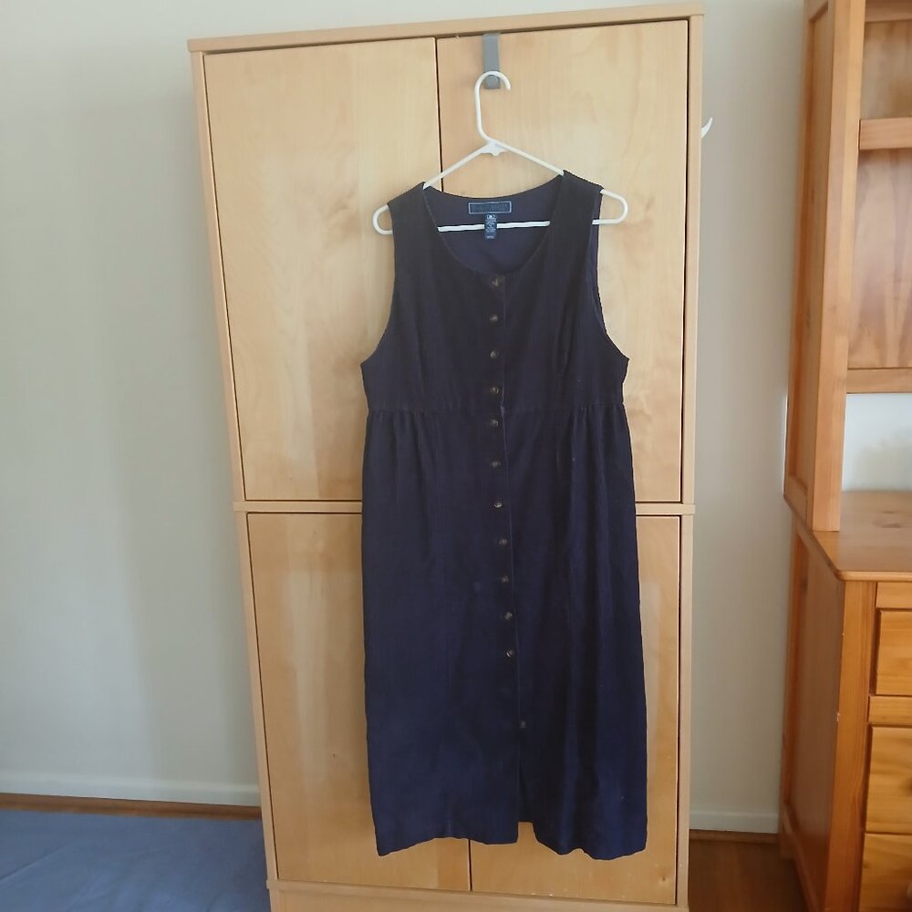 Karen Scott Velvety Blue Dress sleeveless button down size 12